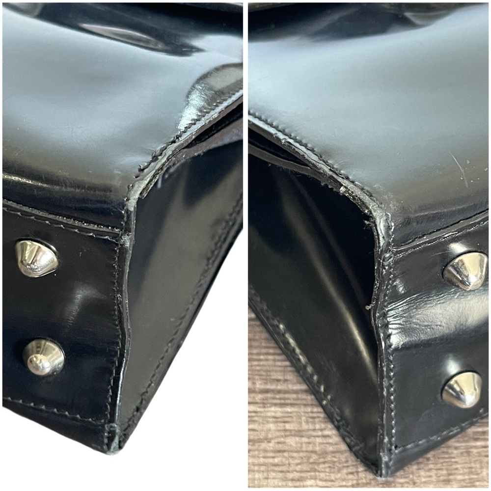 ❌SOLD ❌Vintage Furla Black Patent Leather Shoulder Bag 3 Compartments - Picture 12 of 17